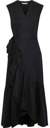 Ruffled Cotton-poplin Midi Wrap Dress