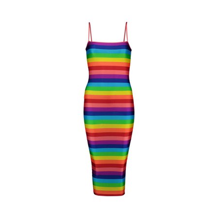 Confetti boutique rainbow bodycon maxi spaghetti strap