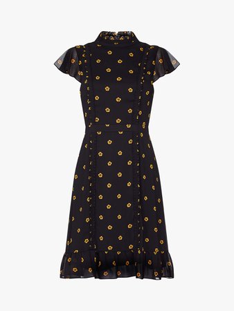 Adrianna Papell Daisy Dot Dress, Yellow/Black at John Lewis & Partners
