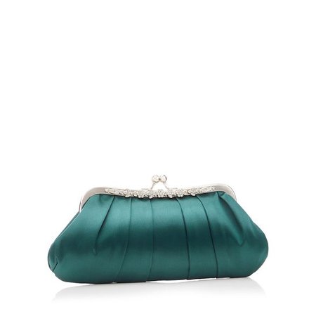 No. 1 Jenny Packham Green floral frame embellished satin clutch bag | Debenhams