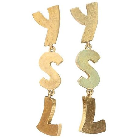 Preowned Yves Saint Laurent Ysl Gilded Metal Earrings, 1990s