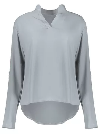 DressLily.com: Photo Gallery - Simple Style Solid Color V-Neck 3/4 Sleeve Chiffon Blouse For Women