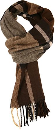 Love Lakeside-Men's Cashmere Feel Winter Plaid Scarf 002-Brown at Amazon Men’s Clothing store