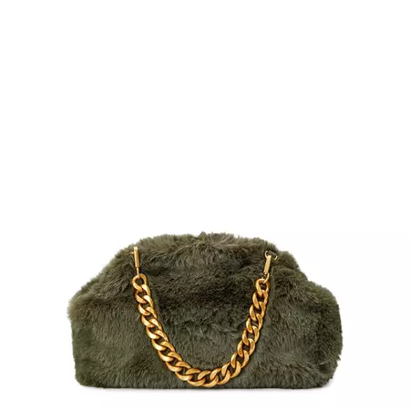 Scoop Women's Faux Fur Clutch with Chain Handle, Green - Walmart.com