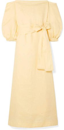 Rosie Off-the-shoulder Linen Maxi Dress - Pastel yellow