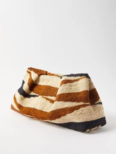 Sensi Studio - Pleated striped-sisal pouch |