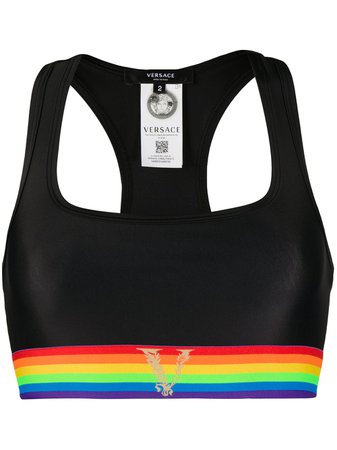 Versace Rainbow Stripe Sports Bra