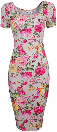 TAM WARE Women's Sweetheart Short Sleeve Midi Dress TWCWD053-BEIGE-US S at Amazon Women’s Clothing store