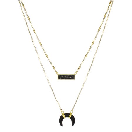 black and gold layered necklaces