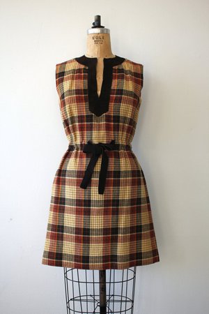 Vintage 1960s dress / 1960s wool plaid dress / 60s wool check | Etsy