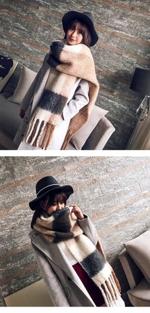 New arrival autumn winter women girls double sides wild soft temperament thick scarf fresh wool comfortable trend warm big scarf