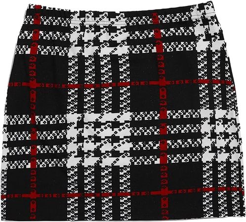 SheIn Women's Plus Plaid Split Hem High Waisted Zipper Mini Short Skirt at Amazon Women’s Clothing store