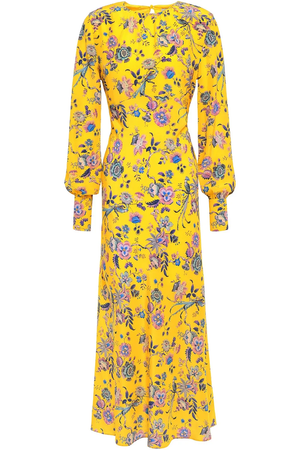 LES RÊVERIES Floral-print silk crepe de chine midi dress