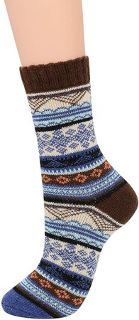 Zando Womens Wool Socks Winter Thick Athletic Socks Crew Sock Warm Hiking Merino Wool Socks Soft Mid Calf Cashmere Sock Boot Sock Combination Colors Shoe Size: 5-9 at Amazon Women’s Clothing store