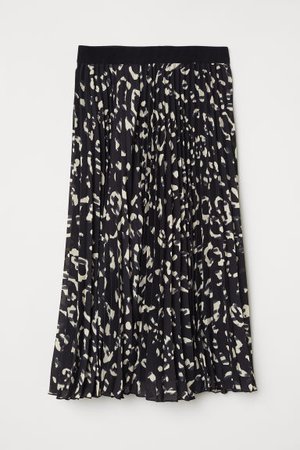 Pleated skirt - Black/Patterned - Ladies | H&M GB