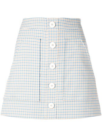Veronica Beard Plaid Button Skirt