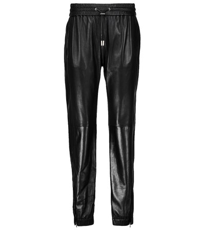 Saint Laurent - Zip-cuff leather sweatpants | Mytheresa