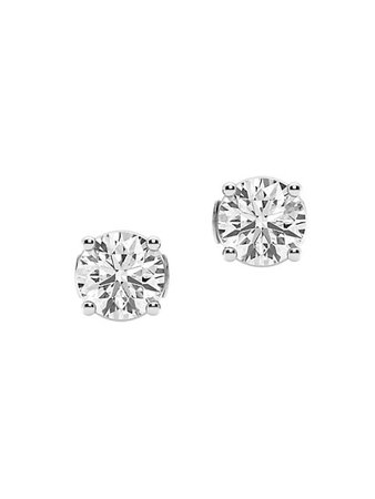 Shop Saks Fifth Avenue Collection 14K White Gold & 3 TCW Round Lab-Grown Diamond Stud Earrings | Saks Fifth Avenue