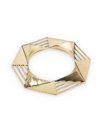 Brass Chunky Geometric Bangle by Kate Hewko