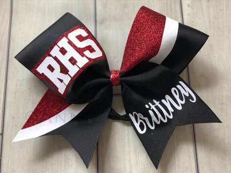 Cheer Bows - Team Cheer Bows - Black Red and White Cheer Bows - Name Cheer Bows - Personalized cheer bows - glitter cheer bows - sideline | Cheer bows, Cheer hair bows, Cheerleading