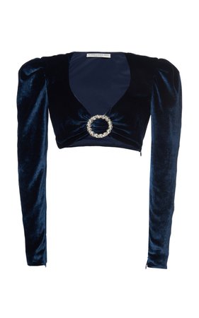 Embellished Silk-Velvet Cropped By Alessandra Rich | Moda Operandi