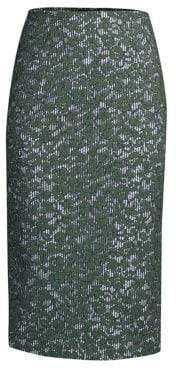 Women's Lace and Stripe Pencil Skirt - Green - Size 40 (4)