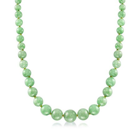 Amazon.com: Ross-Simons 6-13mm Graduated Green Jade Bead Necklace With 14kt Yellow Gold: Jewelry