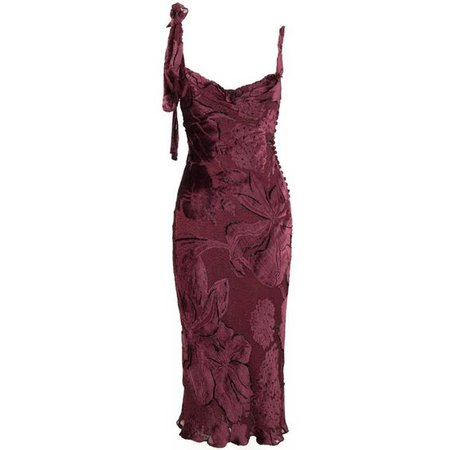 $1950 John Galliano Cocktail Dress - Vintage Burnt Out Velvet Bias Cut - Size Us 6 Velvet