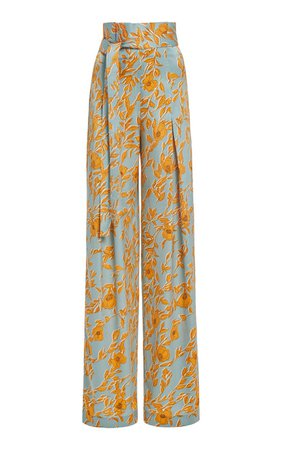 Olan Belted Floral-Print Satin Wide-Leg Pants by Alexis | Moda Operandi