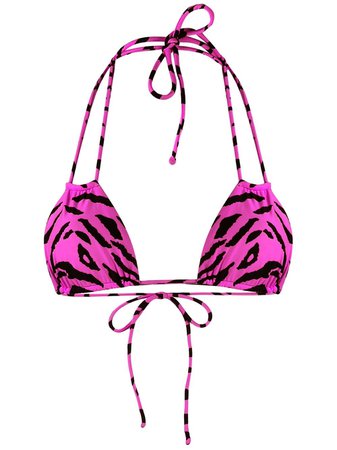 Saint Laurent Zebra-Print Bikini Top 553630Y317V Pink | Farfetch