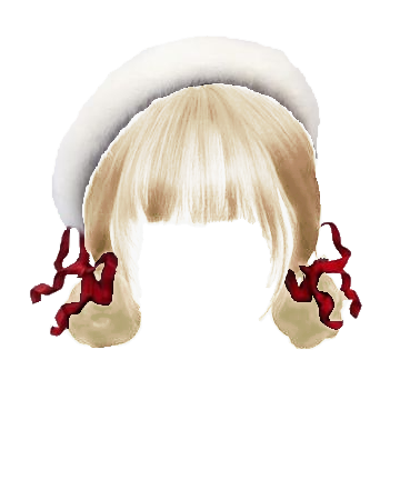 White Beret and Red Ribbon Braided Bun with Bangs Blonde (Dei5 edit)