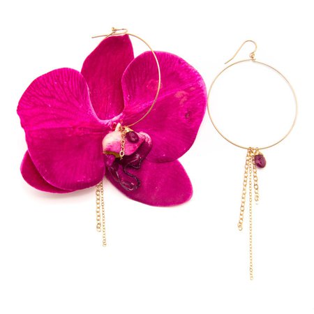 RUE BELLE - PINK ORCHID AND SAPPHIRE EARRINGS