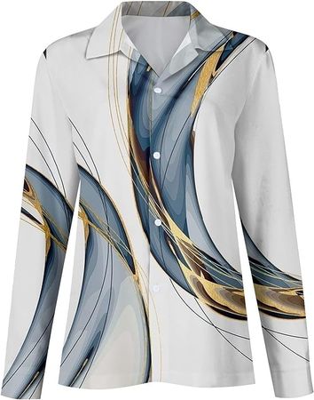 Amazon.com: BDPORKAS Beautiful Spring Long Sleeve Tunics For Women Baggy Printed Trendy Lightweight Shirts Loose Fit Elegant Tops : Clothing, Shoes & Jewelry
