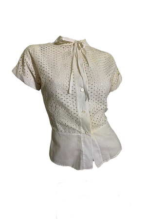 white ivory 1930s vintage blouse top shirts