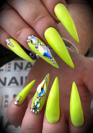 lime yellow stiletto nails - Ricerca Google
