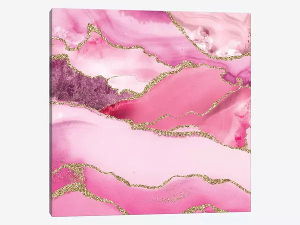 Abstract Pink And Blush Agate And Marble Canvas Art by UtArt | iCanvas