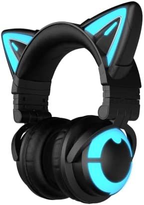 Amazon.com: YOWU RGB Cat Ear Headphone 3S Wireless 5.0 Foldable Gaming Headset with Built-in Mic & Customizable Lighting and Effect via APP, Type-C Charging Audio Cable, for PC Laptop Mac Smartphone : Video Games
