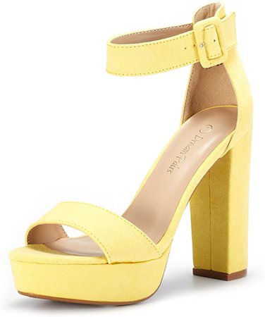 Amazon.com | DREAM PAIRS Women's Hi-Lo Yellow High Heel Platform Pump Sandals - 7 M US | Heeled Sandals
