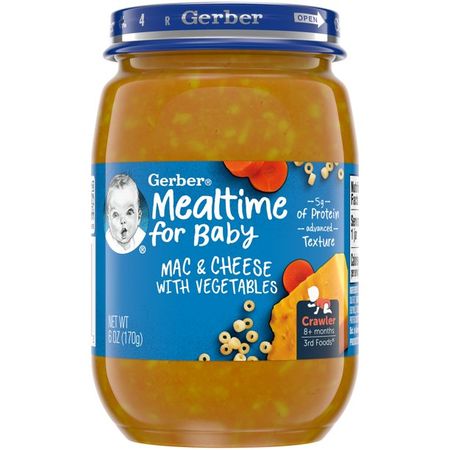 Gerber 3rd Foods Mealtime for Baby Baby Food, Mac & Cheese with Vegetables, 6 oz Jar - Walmart.com