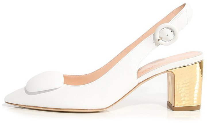 Marina Leather Slingback in White/Gold