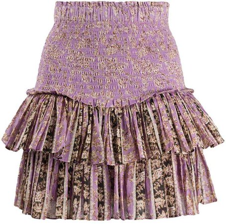 pleated floral mini skirt