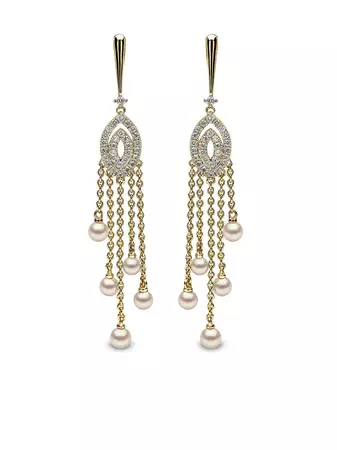 Yoko London 18kt Yellow Gold Sleek Akoya Pearl And Diamond Earrings - Farfetch