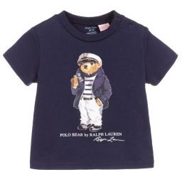 Ralph Lauren - Baby Boys Navy Blue T-Shirt | Childrensalon