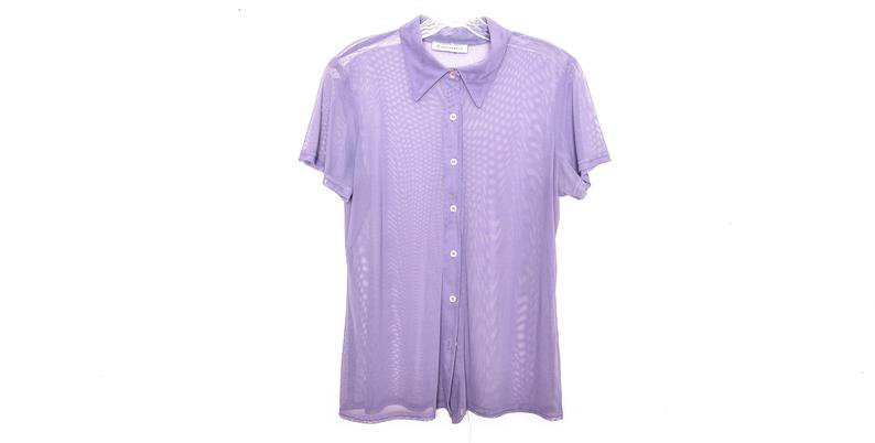 Y2K Purple Mesh Shirt Top 00's Mesh Top Sheer Blouse Shirt | Etsy