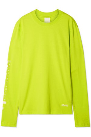 Reebok X Victoria Beckham | Haut en jersey de coton imprimé fluo | NET-A-PORTER.COM