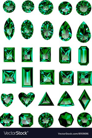 Set of realistic green emeralds Royalty Free Vector Image