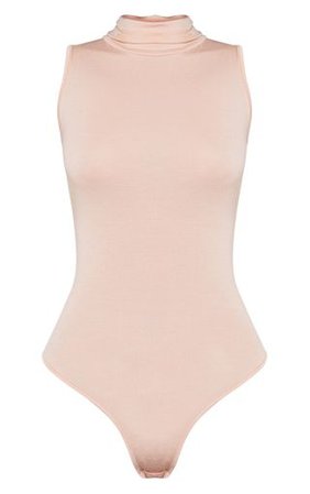 Petite Nude Basic Roll Neck Bodysuit | Petite | PrettyLittleThing USA