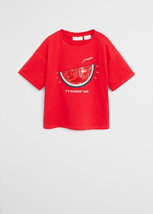 Camiseta panel lentejuelas - Niña | Mango Kids España