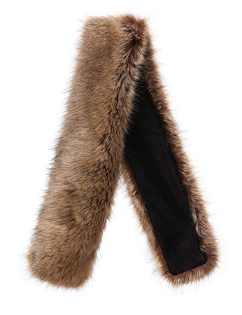 Changuan Women's Winter Faux Fox Fur Collar Long Scarf Wrap Shawl Shrug Brown Fox 150cm at Amazon Women’s Clothing store
