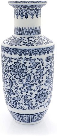 Amazon.com: Tuumee Vintage Blue and White Porcelain Unglazed Vase, Ideal Gift for Weddings, Party, Home Decor, Office Décor,10" H: Home & Kitchen